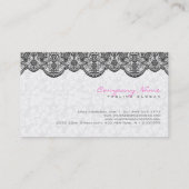 Elegant White Damasks Black Lace Visitenkarte (Rückseite)