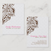 Elegant White Damasks Brawn Vintag Lace Visitenkarte (Vorne/Hinten)