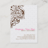 Elegant White Damasks Brawn Vintag Lace Visitenkarte (Rückseite)