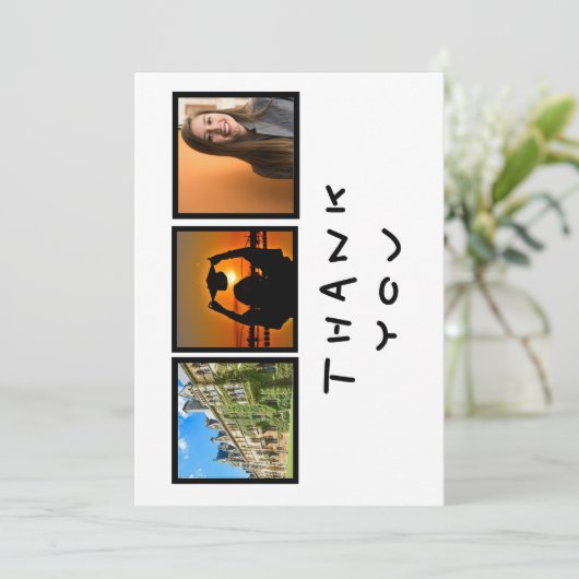 Elegant white Dankeschön Card Dankeskarte (Stehend Vorderseite)