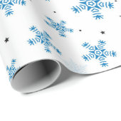 Elegant White & Dark Blue Snowflake Wrapping Paper Geschenkpapier (Rolleneckpunkt)