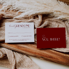 Elegant White Deep Red Burgundy Minimalist Wedding RSVP Karte