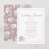 Elegant White Dusty Pink Floral Wedding Begleitkarte (Vorne/Hinten)