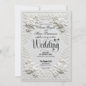 Elegant White Faux Embossed Bas-Relief Wedding  Einladung (Vorderseite)