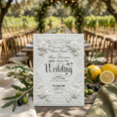 Elegant White Faux Embossed Bas-Relief Wedding  Einladung