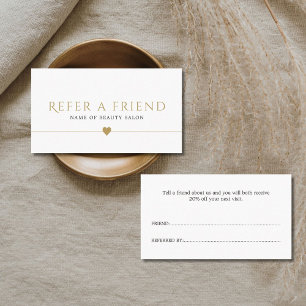 Elegant White Faux Gold Beauty Salon Referral Card