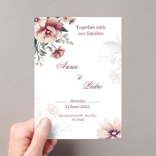 Elegant White Floral Acrylic Wedding Invitation Acryleinladungen (Insitu (Handheld))