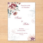Elegant White Floral Acrylic Wedding Invitation Acryleinladungen (Vorderseite)