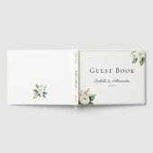 Elegant White Floral and Greenery Custom Wedding Gästebuch (Voll)