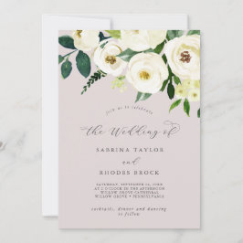 Elegant White Floral | Blush Mauve die Hochzeit vo Einladung