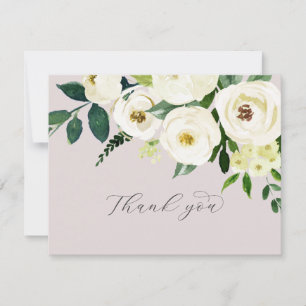 Elegant White Floral   Blush Mauve Wedding Dankeskarte