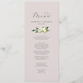 Elegant White Floral | Blush Mauve Wedding Dinner Menükarte (Vorderseite)