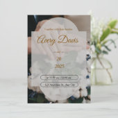 Elegant White Floral Boho Wedding Invitation Einladung (Stehend Vorderseite)