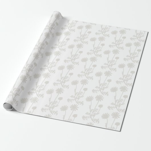 Elegant White Floral Botanical Pattern Geschenkpapier (Ungerollt)