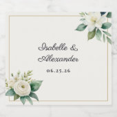 Elegant White Floral Botanical Wedding Favor Bierflaschenetikett (Einzelnes Label)
