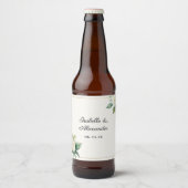 Elegant White Floral Botanical Wedding Favor Bierflaschenetikett (Vorderseite)