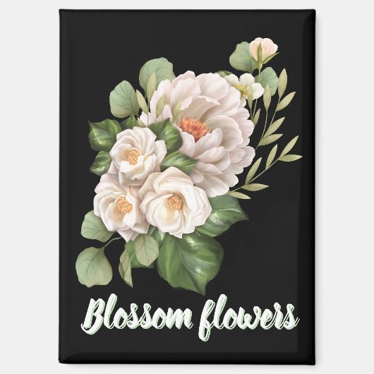 Elegant white floral bouquet with green leaves magnet (Vorderseite)