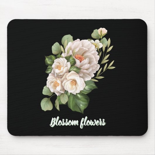 Elegant white floral bouquet with green leaves mousepad (Vorne)