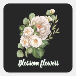 Elegant white floral bouquet with green leaves quadratischer aufkleber