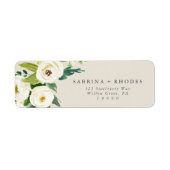 Elegant White Floral | Champagner-Rücksendeadresse (Vorne)