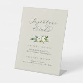 Elegant White Floral | Champagnerunterschrift Getr Sockelschild (Vorderseite)