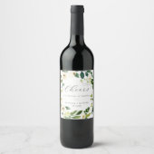 Elegant White Floral Cheers Wedding Wine Labels Weinetikett (Vorderseite)