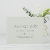 Elegant White Floral Coordinated | Sage Green Save The Date (Stehend Vorderseite)