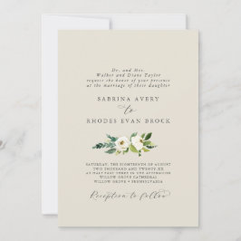 Elegant White Floral | Feierliche Hochzeit mit Cha Einladung