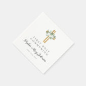 Elegant White Floral First Communion Serviette (Ecke)