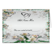 Elegant White Floral Folded Table Place Card (Vorderseite (Horizontal))