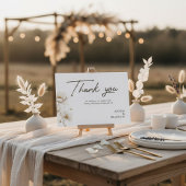 Elegant White Floral & Gold Wedding Dankeskarte