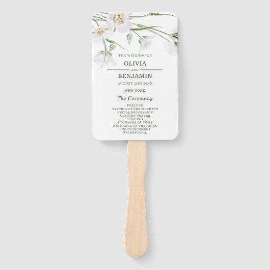 Elegant White Floral | Hochzeitsprogramm Fächer (Vorderseite)