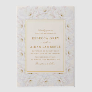 Elegant White Floral Ivory Gold Border Wedding Pergament Einladungen