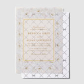 Elegant White Floral Ivory Gold Border Wedding Pergament Einladungen (Versetzt (Einladung))