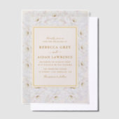 Elegant White Floral Ivory Gold Border Wedding Pergament Einladungen (Versetzt)