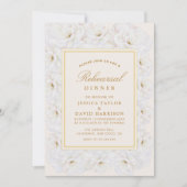 Elegant White Floral Ivory Gold rehearsal dinner  Einladung (Vorderseite)