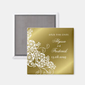 Elegant White Floral Paisley Save the Date Vintag Magnet (Vorderseite/Rückseite)