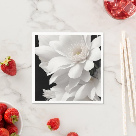 Elegant White Floral Paper Napkins Serviette (Beispiel)