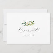Elegant White Floral Reserved Sign (Vorderseite)