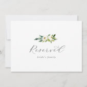 Elegant White Floral Reserved Sign (Rückseite)