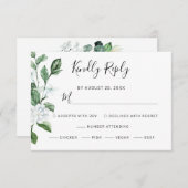 Elegant White Floral Sage Greenerity Wreath Weddin RSVP Karte (Vorne/Hinten)