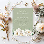Elegant White Floral Sage Wedding Invitation Einladung