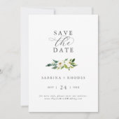 Elegant White Floral Save the Date (Vorderseite)
