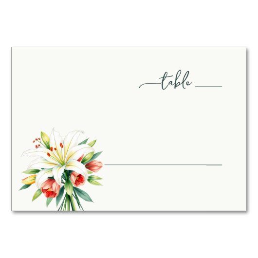 Elegant White Floral Tischnummer (Vorderseite)