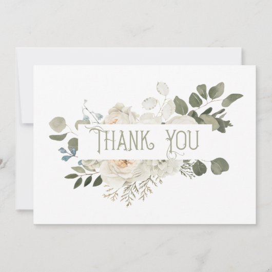 Elegant White Floral Vielen Dank Dankeskarte (Vorderseite)