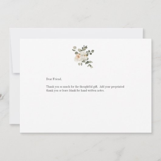 Elegant White Floral Vielen Dank Dankeskarte (Rückseite)