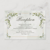 Elegant White Floral Wedding Greenery Gold Frame Begleitkarte (Vorderseite)