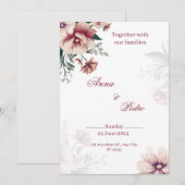Elegant White Floral Wedding Invitation Einladung (Vorne/Hinten)