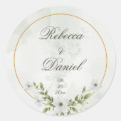 Elegant White Floral Wedding Monogram Sticker (Vorderseite)