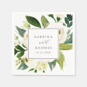 Elegant White Floral Wedding Napkins Serviette (Vorderseite)